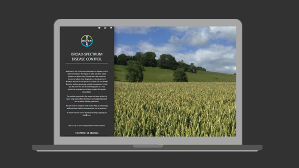 Screenshot of the BASIS websites Bayer disease control course